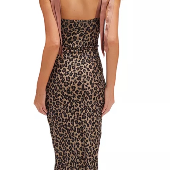 Free People Printed Got Glam Leopard Print Mesh Sleeveless Slip Midi Dress - Picture 2 of 4